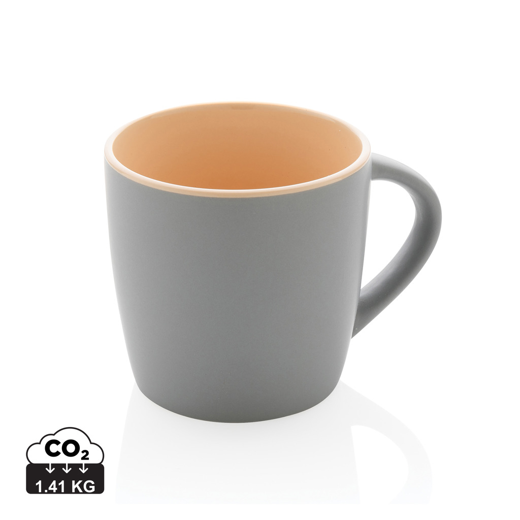 Mug personnalisé 300ml en céramique avec intérieur coloré marron et gris
